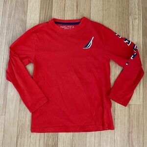 NAUTICA Boys Red Long Sleeves T-Shirt Size S (8)